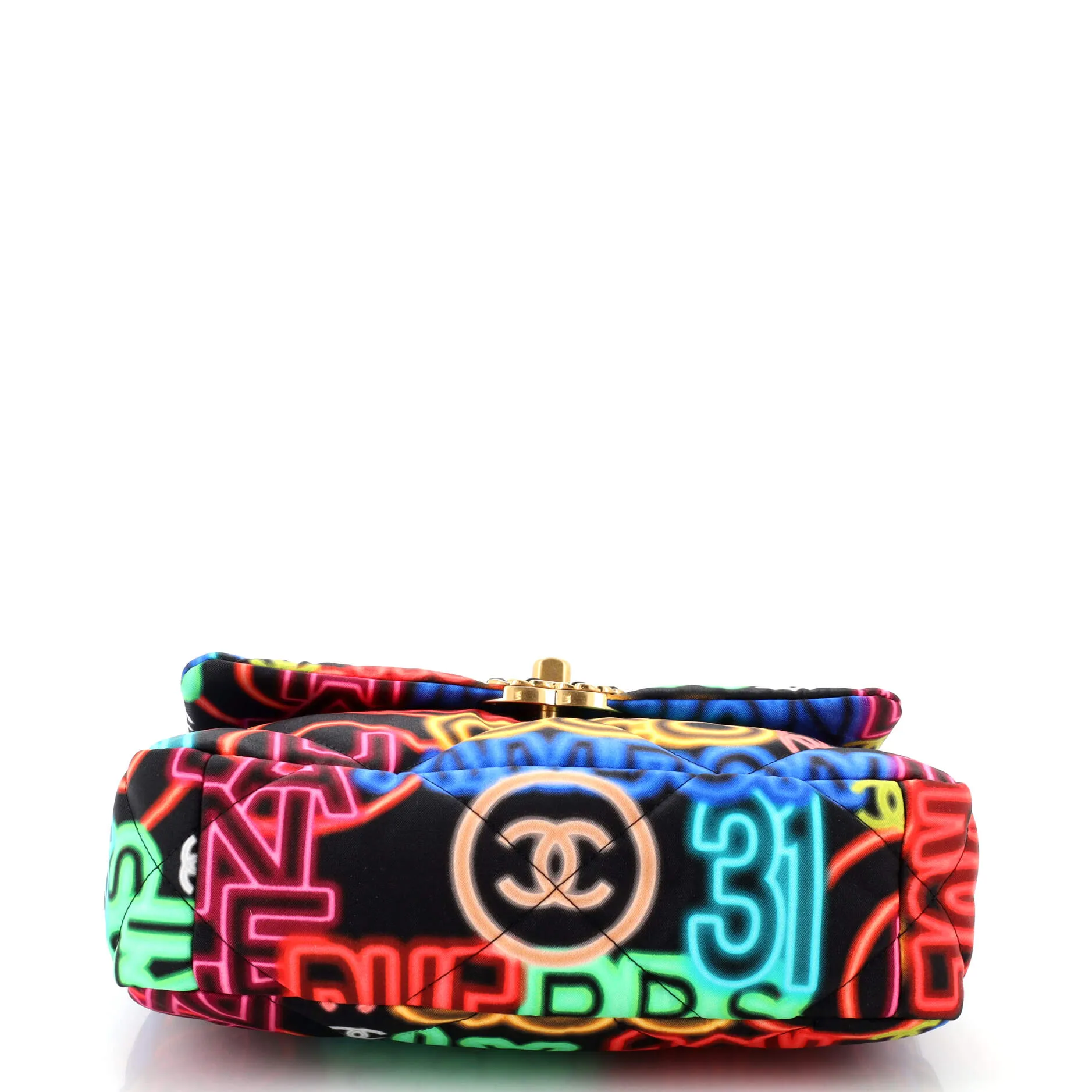19 Flap Bag Quilted Graffiti Print Fabric Medium
