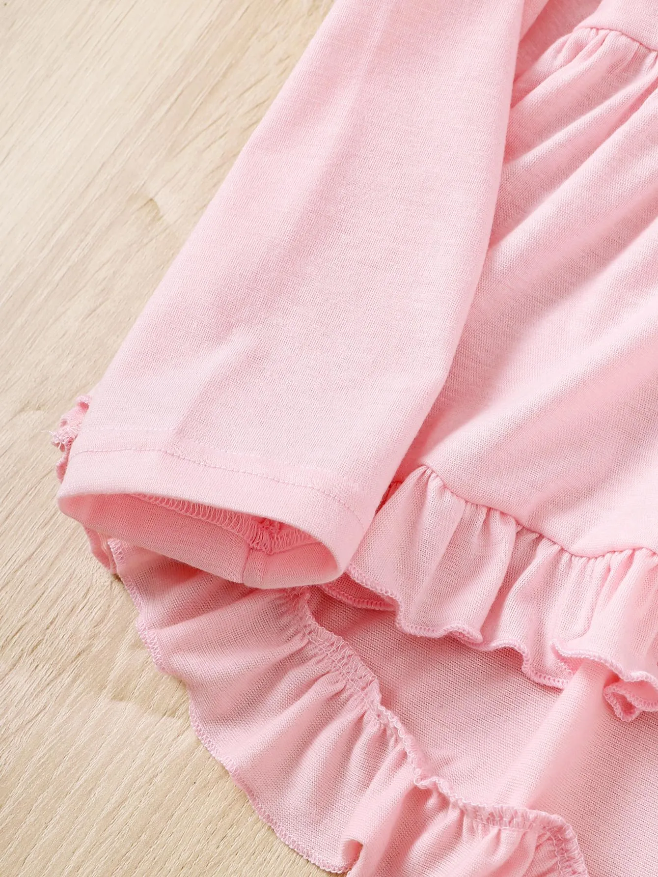 4-6Y Kid clothes Girls Clothes Solid Color Ruffle Long Sleeve Dress Camouflage Pants Headband 3Pcs Casual Outfit Sets Pink Catpapa 462311008