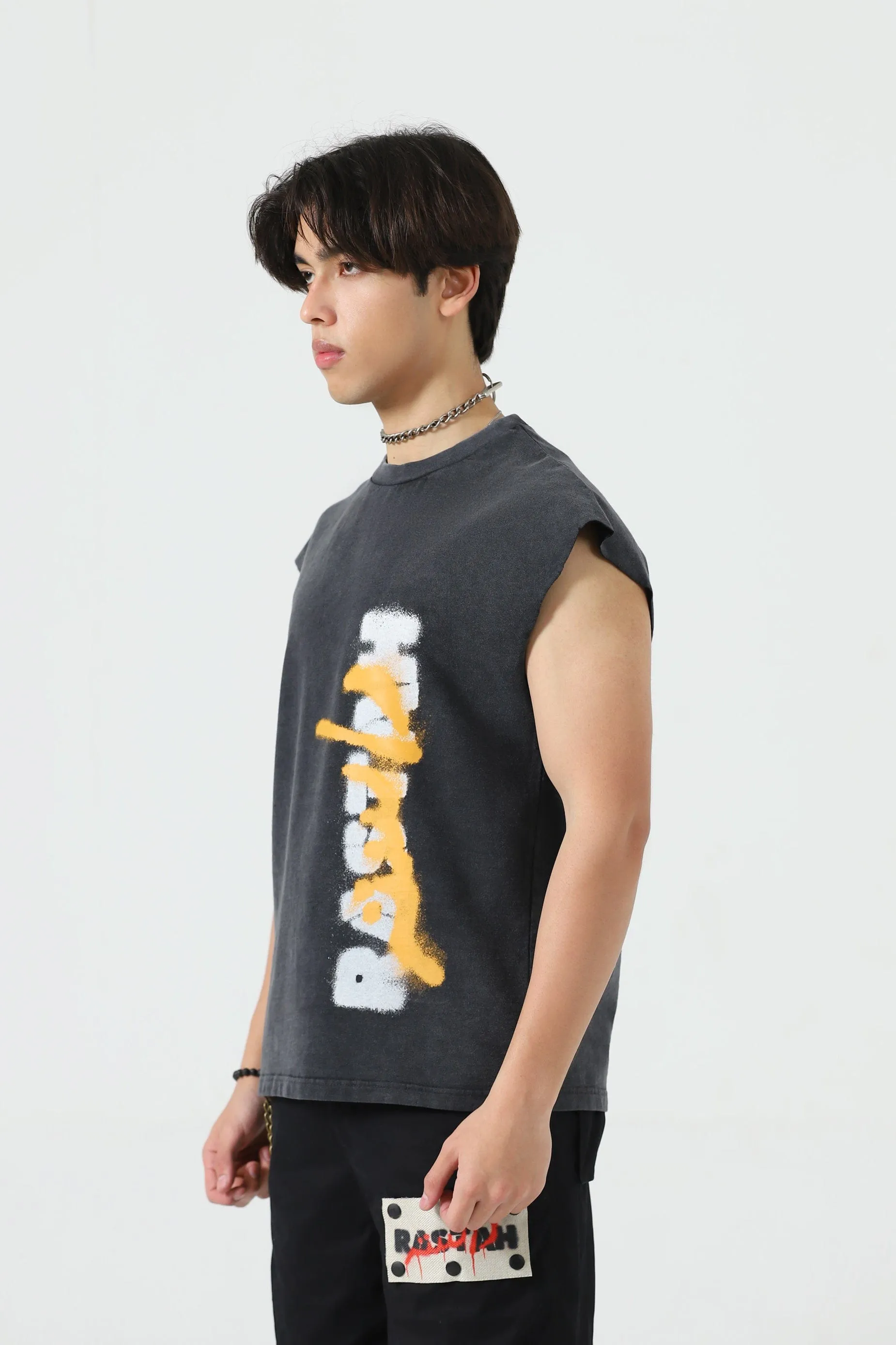 ACID WASH GRAFFITI TANK TOP