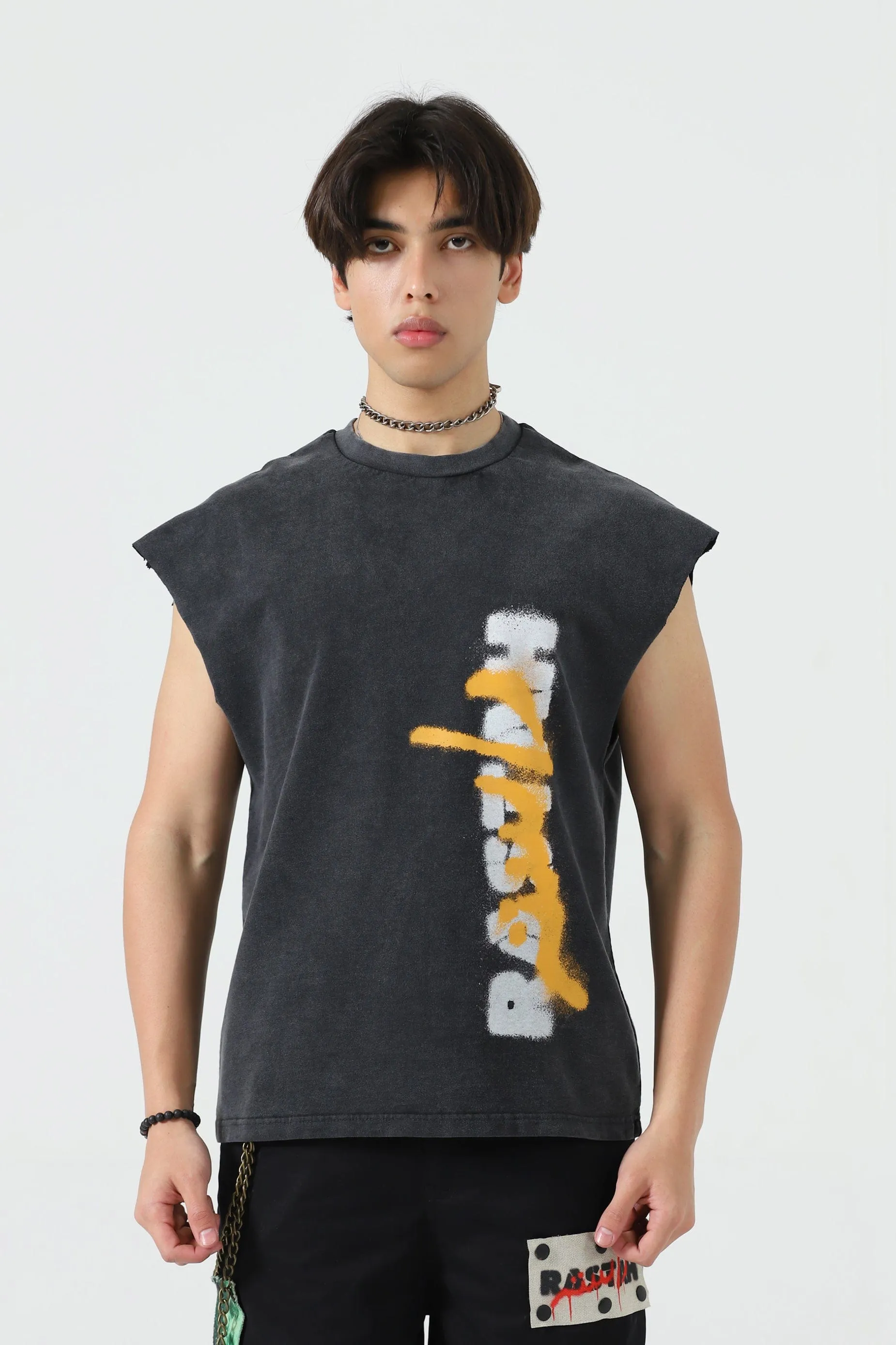 ACID WASH GRAFFITI TANK TOP