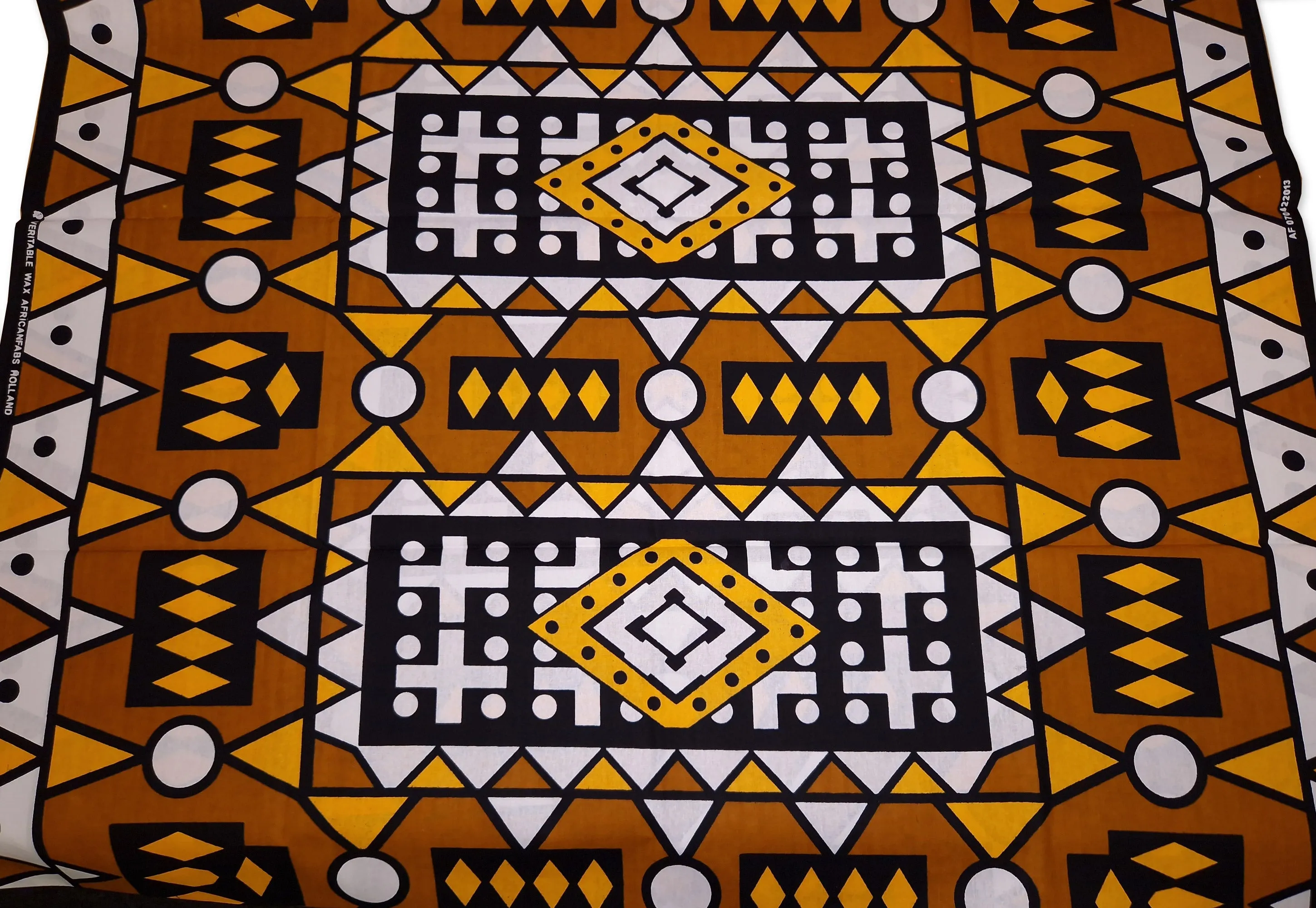 African print fabric - Mustard Yellow Samakaka / Samacaca (Angola) - 100% cotton
