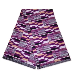 African Purple kente print fabric KENTE Ghana wax cloth AF-4026 - 100% Cotton