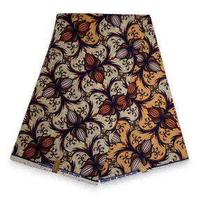 African Wax print fabric - Dark Yellow star