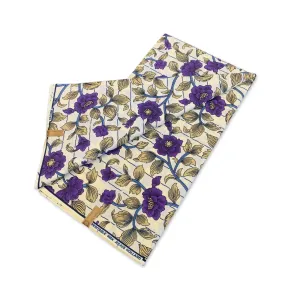 African Wax print fabric - Purple Flowers