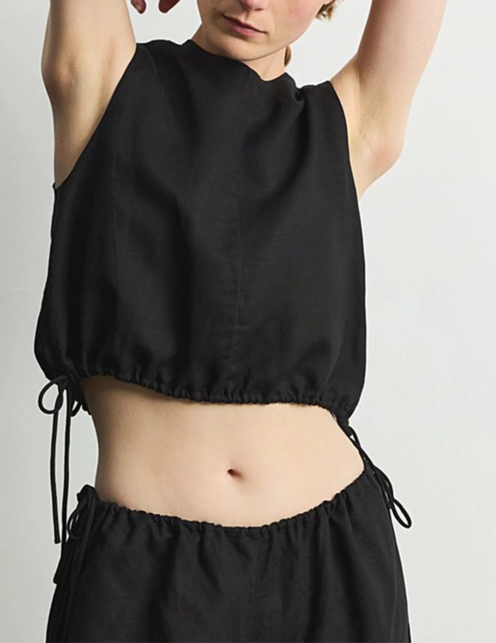 Agnes Sleeveless Linen Drawstring Top