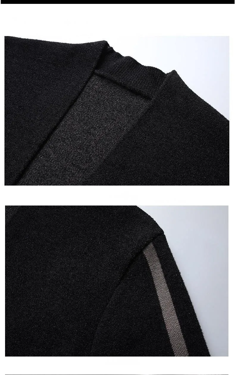 Autumn Men's Line Decor Long Sleeves Knitting Slim Fit Sweater Cardigan