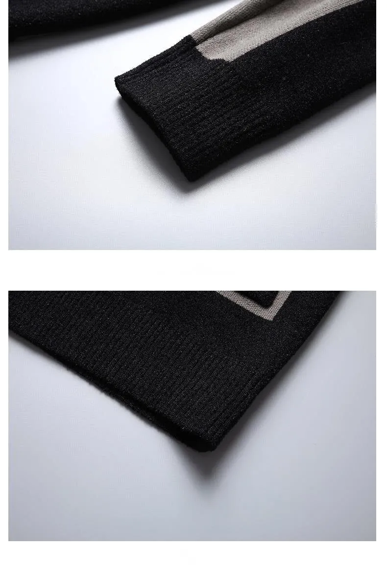 Autumn Men's Line Decor Long Sleeves Knitting Slim Fit Sweater Cardigan