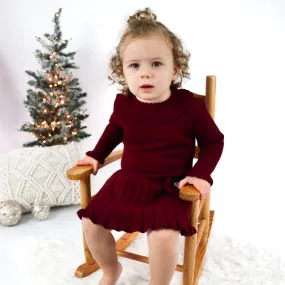 AW Artesania Granlei Burgundy Bow Knit Dress