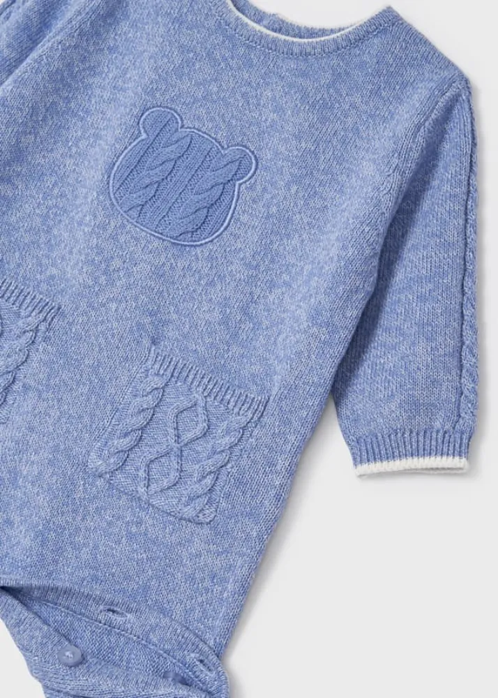 AW Mayoral Boys Tricot Blue Ice Knitted Romper