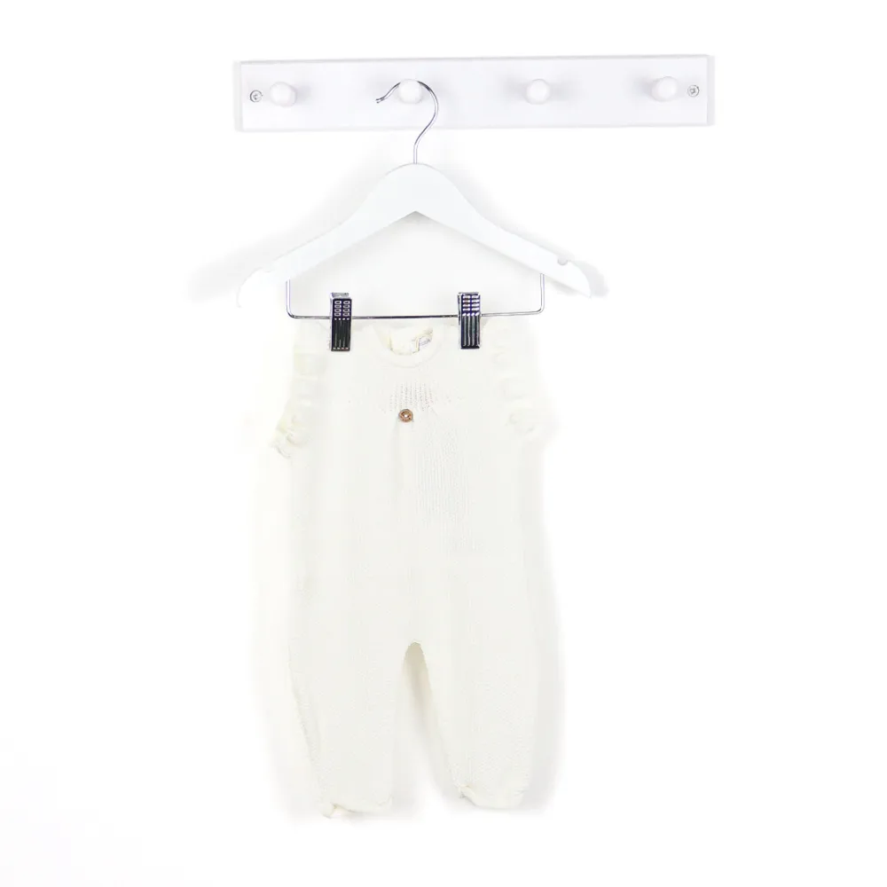 AW Wedoble Girls Ecru Knit Frill Dungarees
