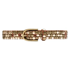 Beautiful and cool leather belt / 15148 - Cognac/Brass
