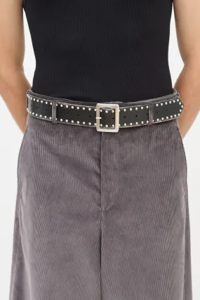 Black & Silver Distresssed Leather Studded Belt