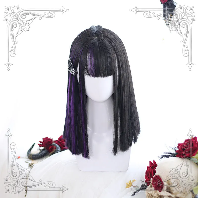 Black purple wig KF90563