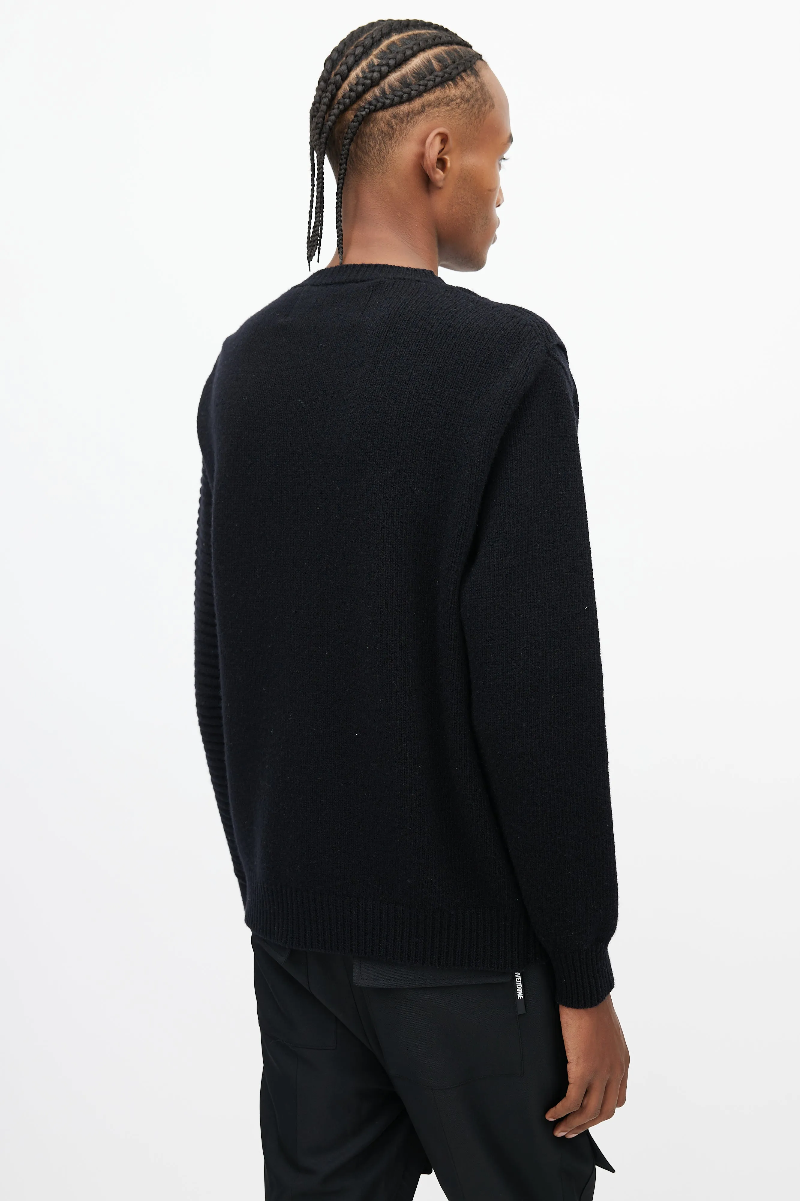 Black Ribbed Overlay Sweater