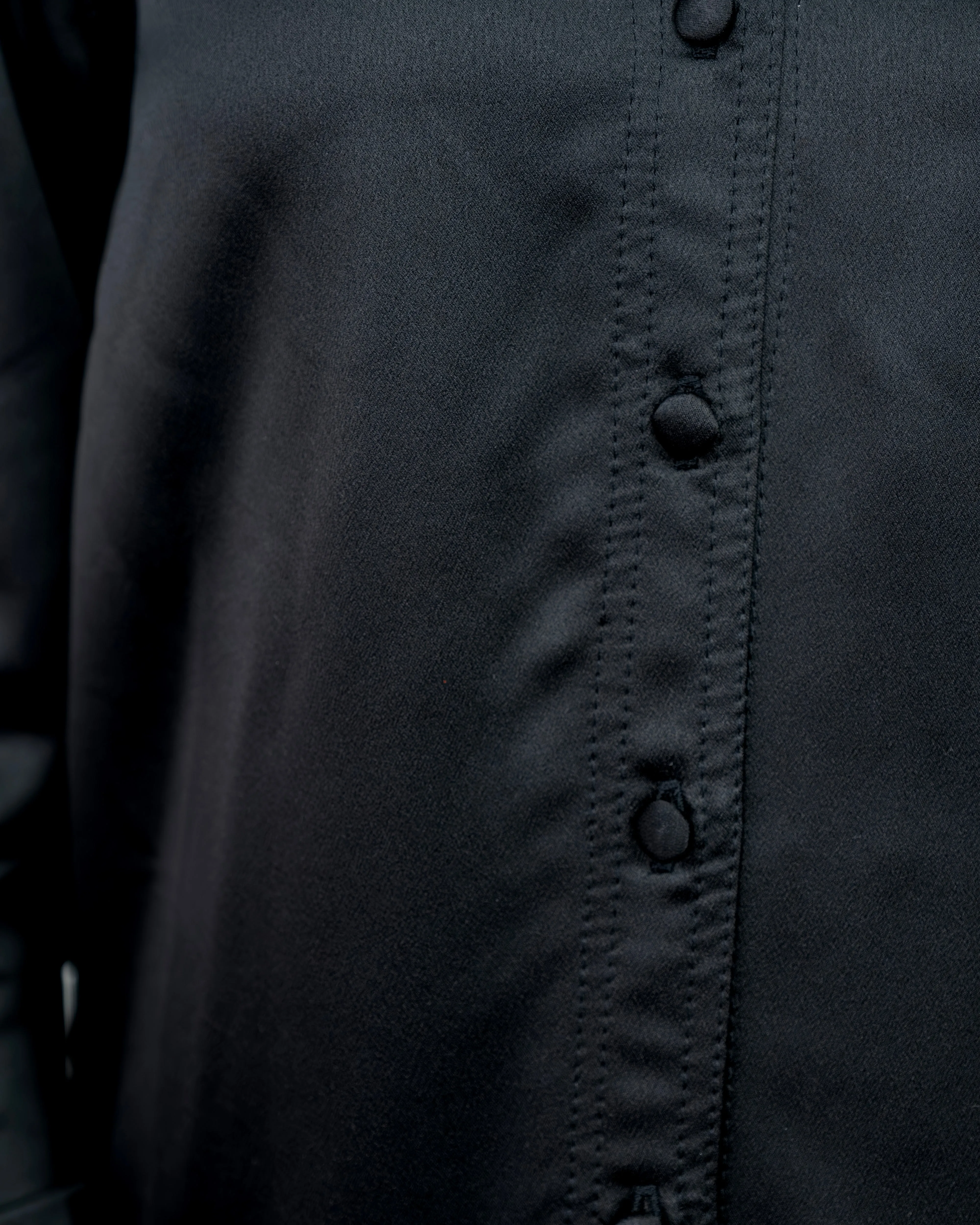 Black Satin Button Down Blouse