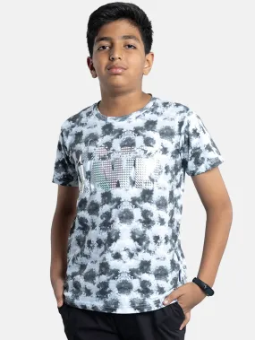 Boys Tie & Dye Printed Tee With Chest Print