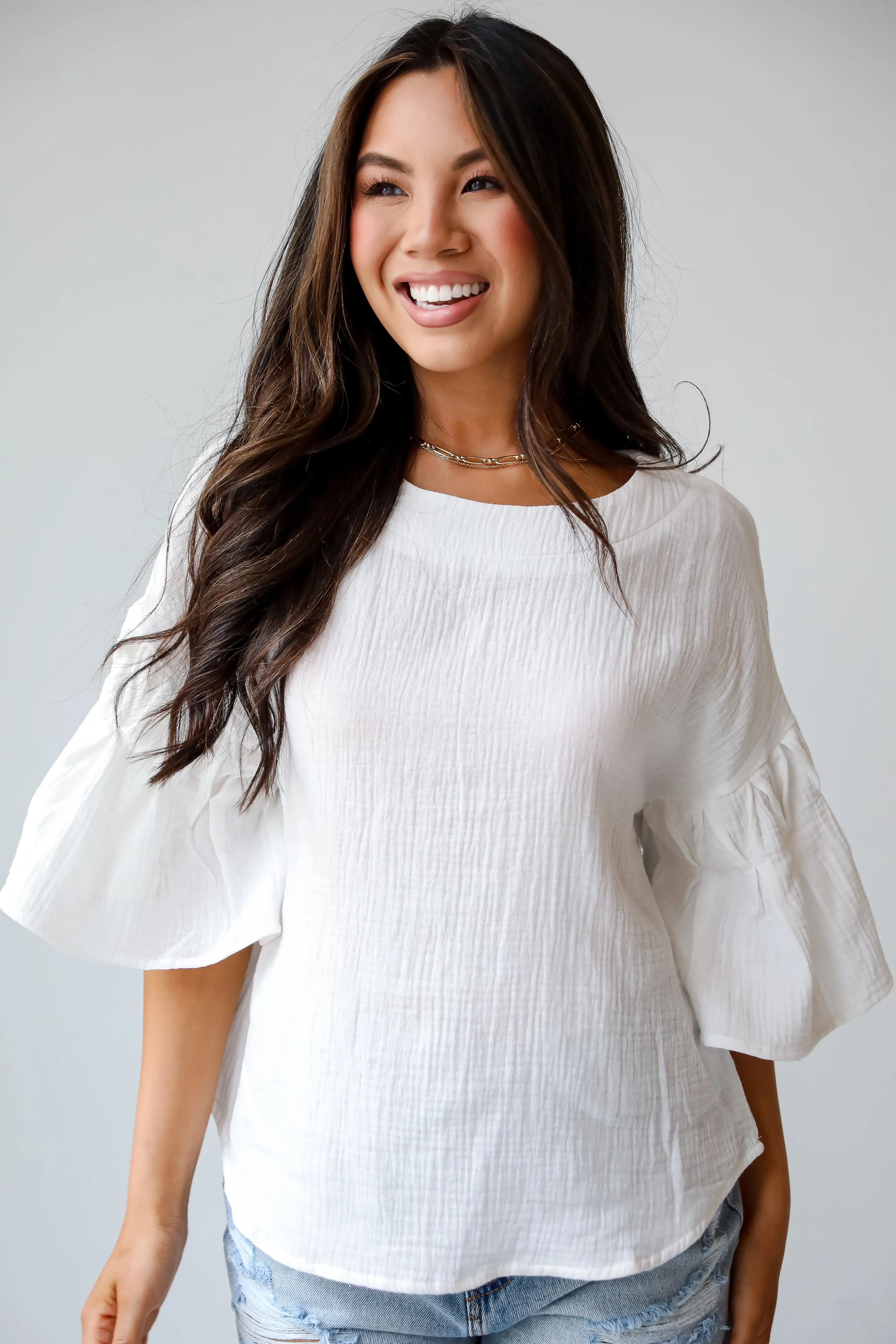 Bright Affection White Linen Blouse - DU DEAL