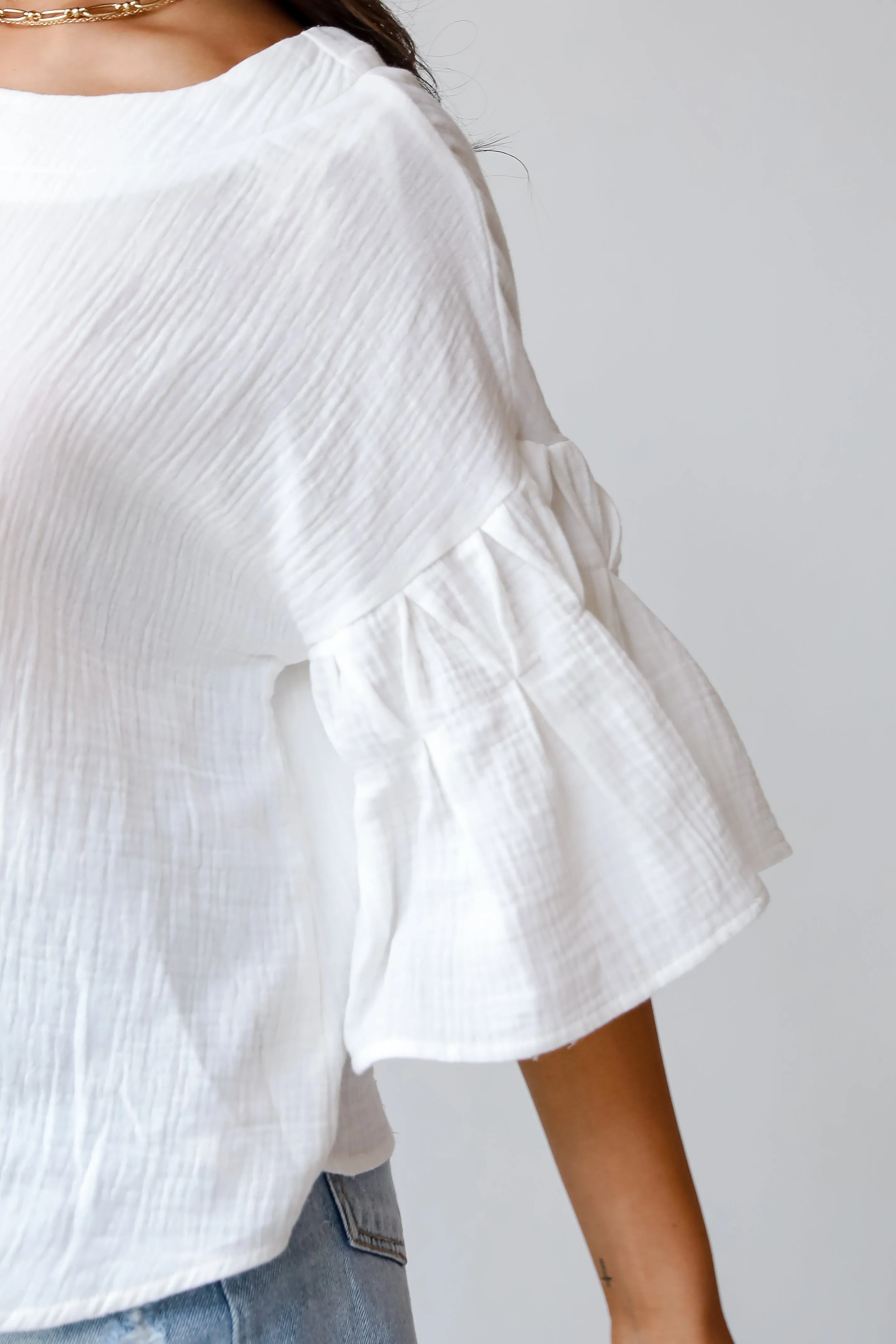 Bright Affection White Linen Blouse - DU DEAL