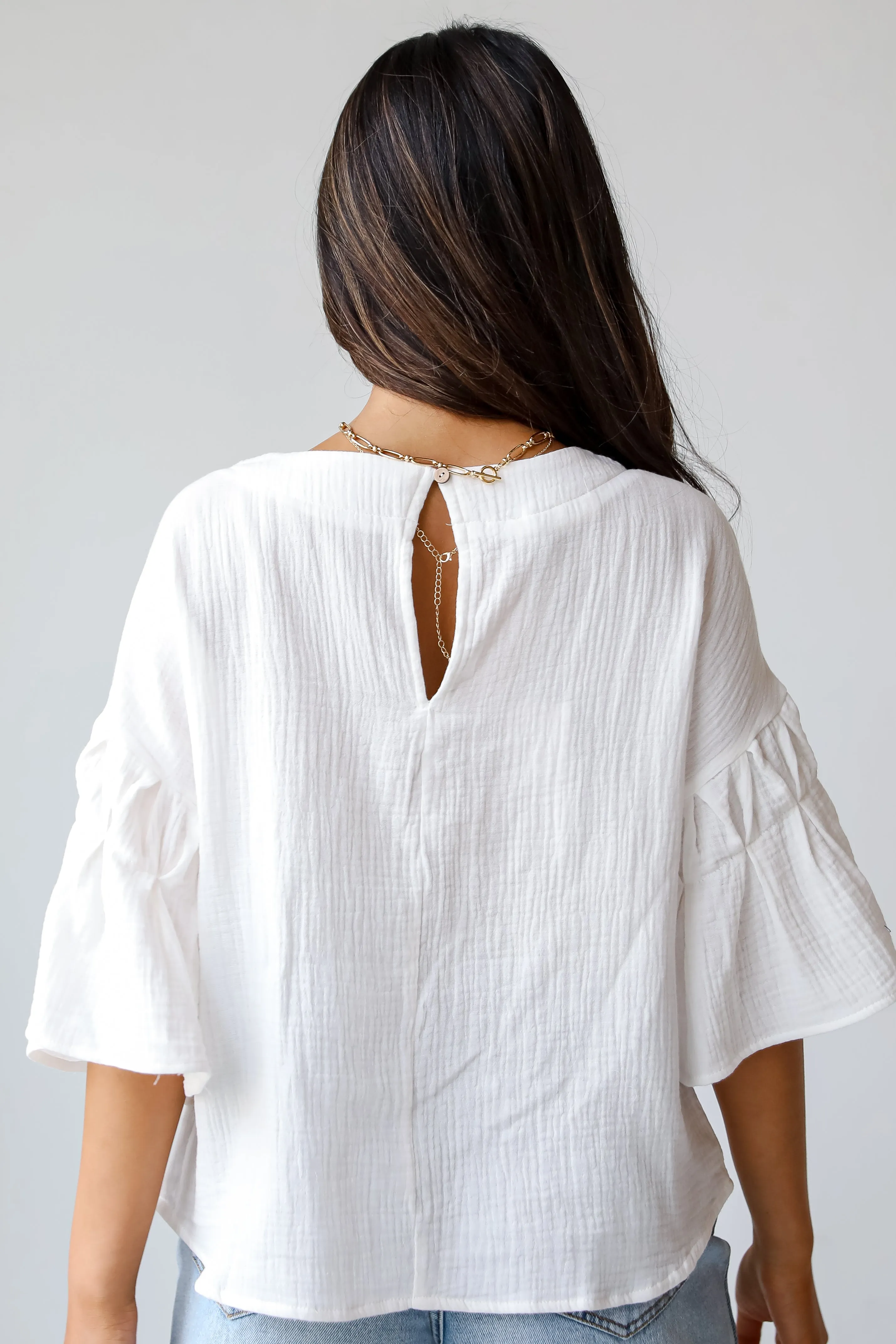 Bright Affection White Linen Blouse - DU DEAL