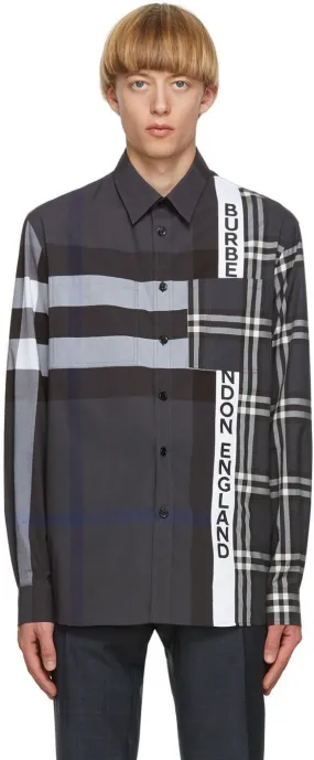 Burberry Grey Patchwork Talby Shirt