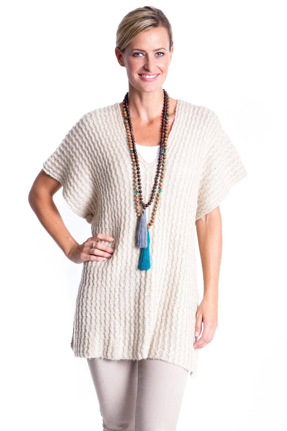 Button Knit Gillet in Natural