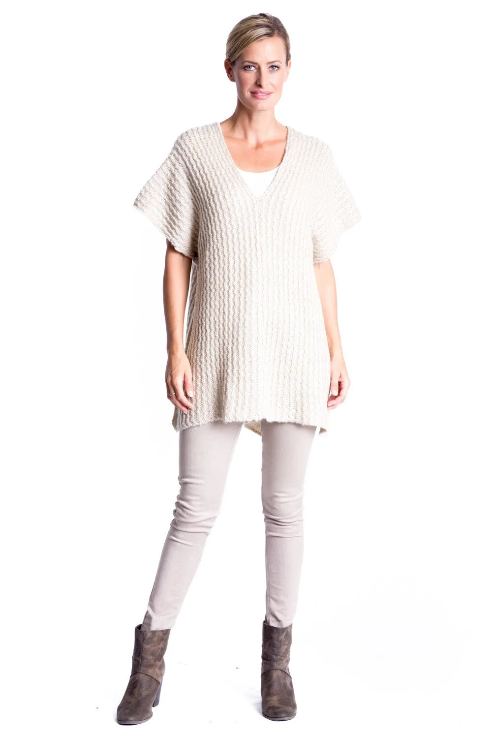 Button Knit Gillet in Natural