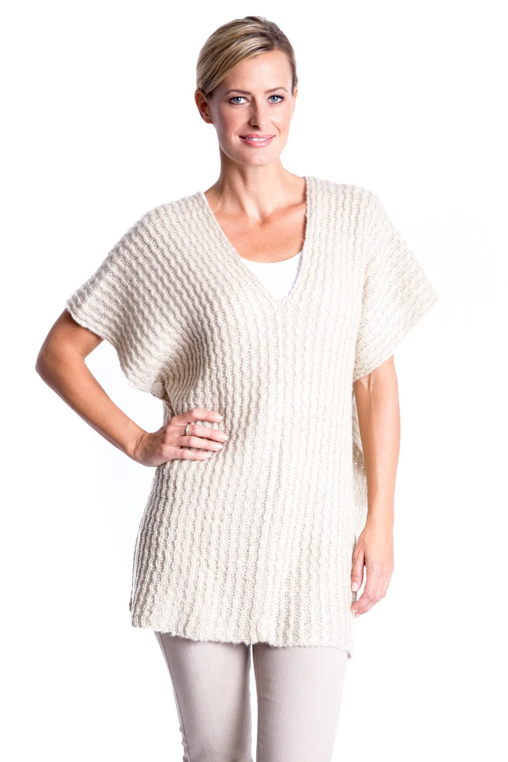 Button Knit Gillet in Natural