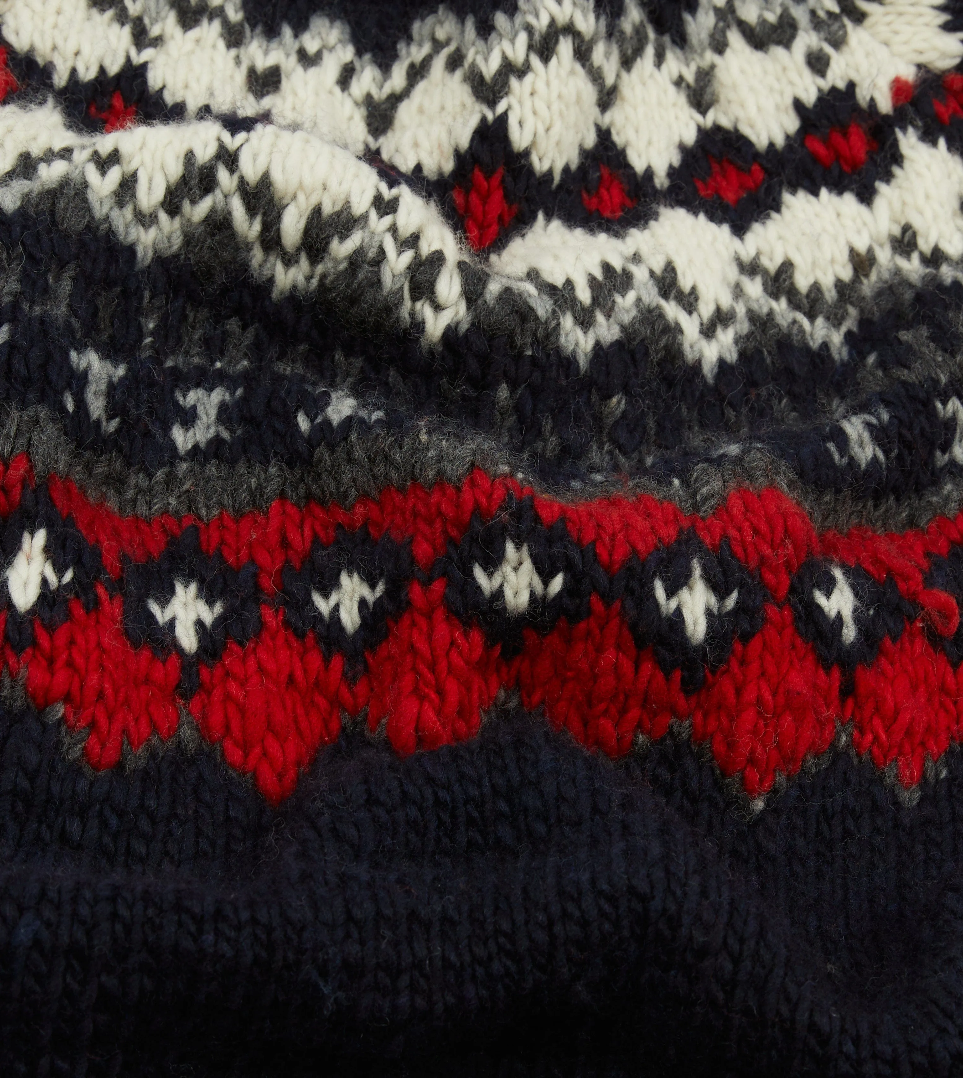 Drakes Premium Navy Blue and Red Fairisle Merino Wool Jumper by Chamula
