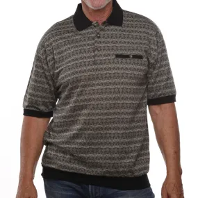 Classics by Palmland Allover Short Sleeve Banded Bottom Shirt 6190-330 Black