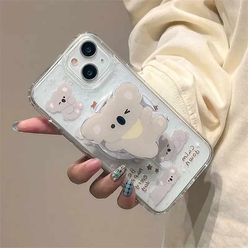 Cute Koala Magnetic Holder Stand MagSafe Phone Case for iPhone