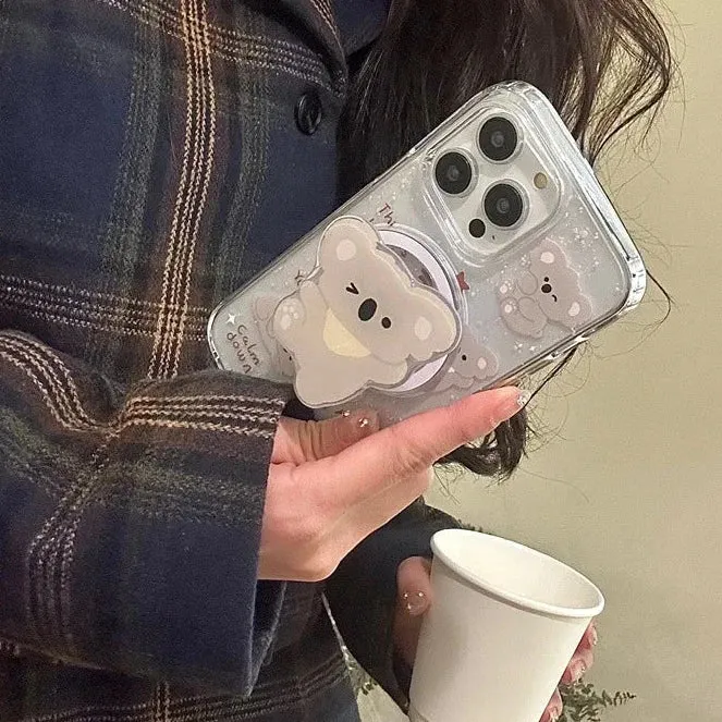 Cute Koala Magnetic Holder Stand MagSafe Phone Case for iPhone
