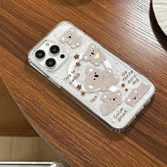 Cute Koala Magnetic Holder Stand MagSafe Phone Case for iPhone