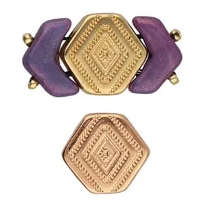 Cymbal™ Malliadiko Chevron Connector Beads, 9.5 x 11.2 mm - Antique Brass Plated, 24K Gold Plated, Antique Silver Plated or Rose Gold Plated - 2 Connectors