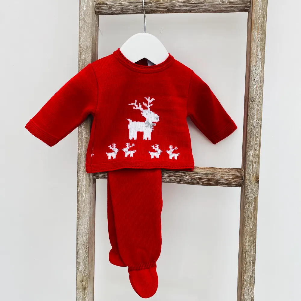 Dandelion Red Reindeer 2 Piece Knitted Outfit