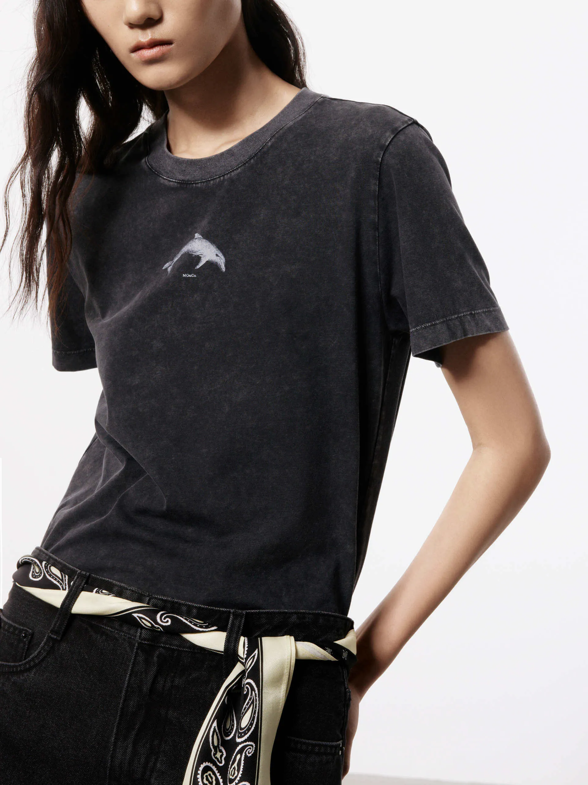 Dolphin Print Crewneck T-shirt