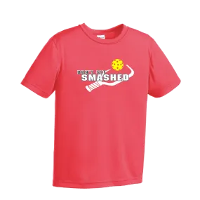 Don't Get Smashed (Purple White Yellow Pickleball Colors) | Youth Short Sleeve Athletic Shirt | 100% Polyester