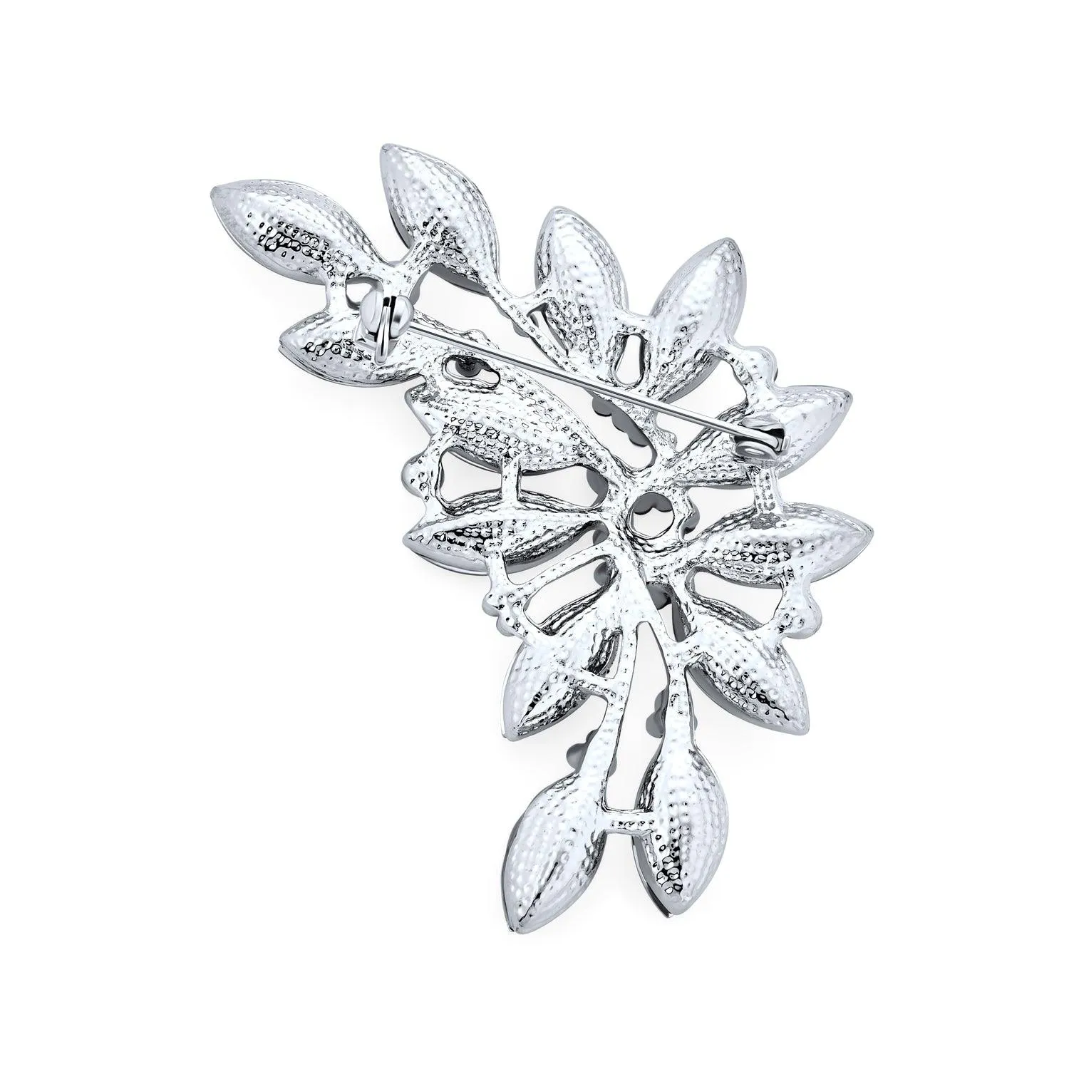 Elegant Floral Bouquet Flower Red Roses CZ Flower Brooch Lapel Pin