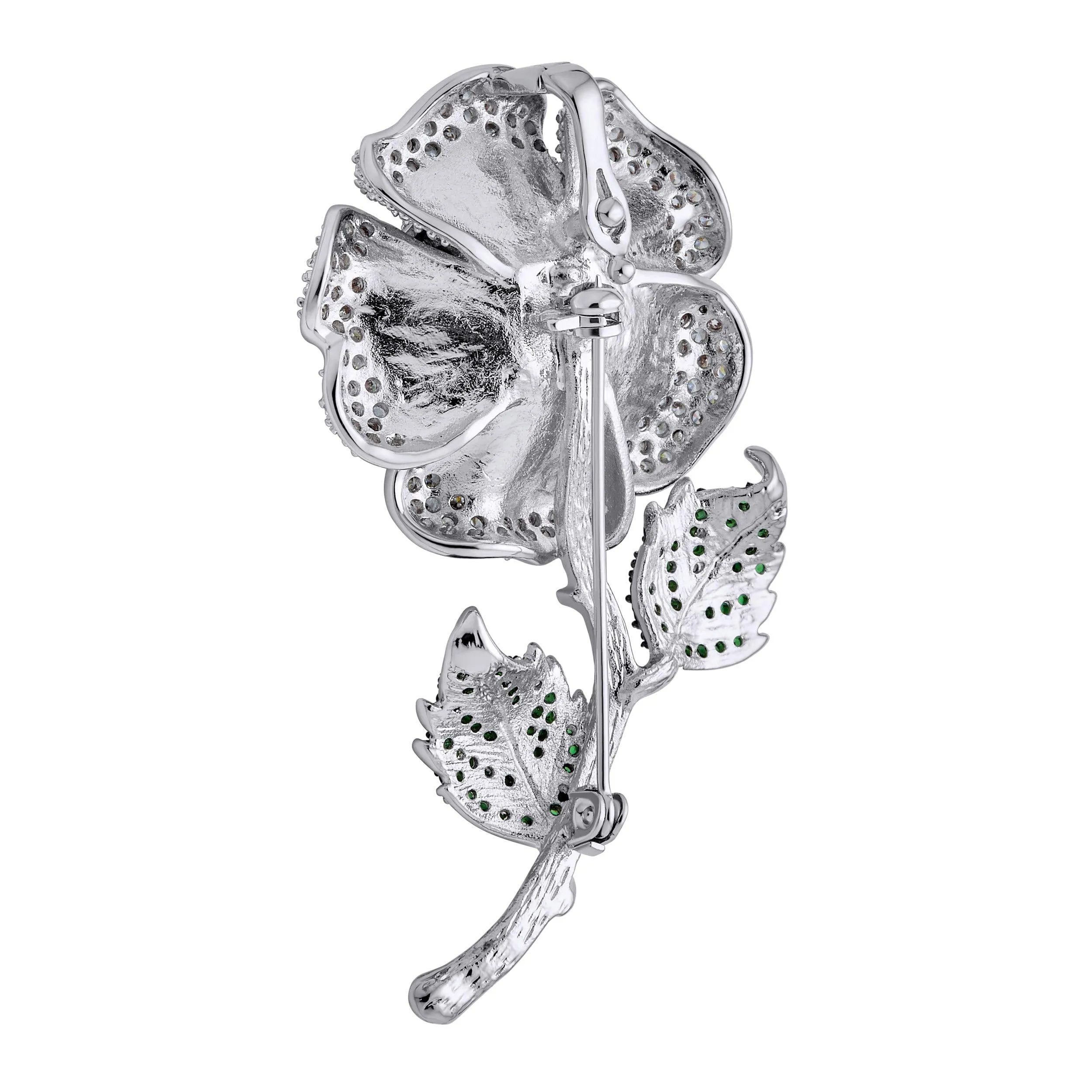Elegant Floral Bouquet Flower Red Roses CZ Flower Brooch Lapel Pin