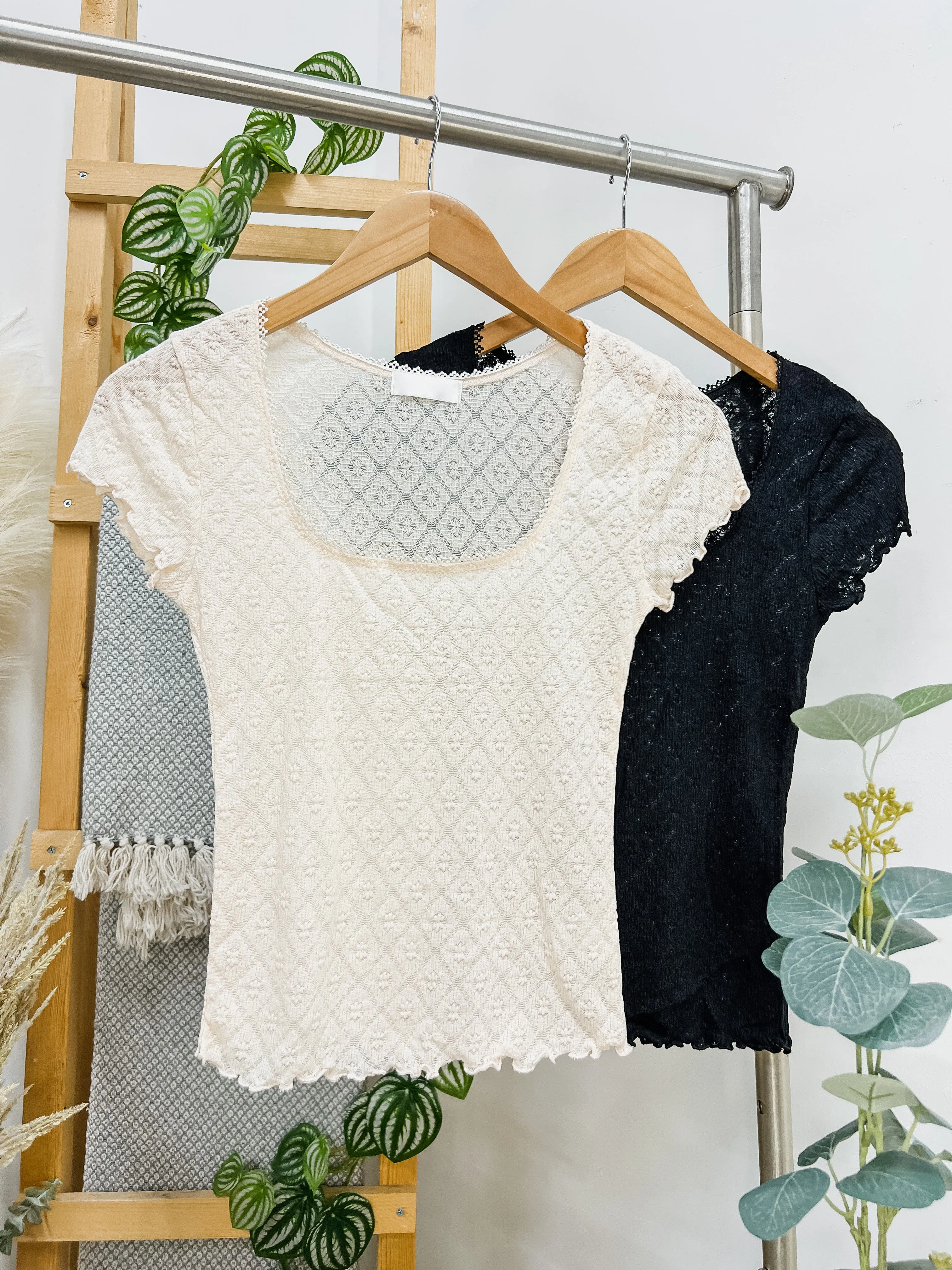 Ellen Scoop Neck Floral Sheer Top
