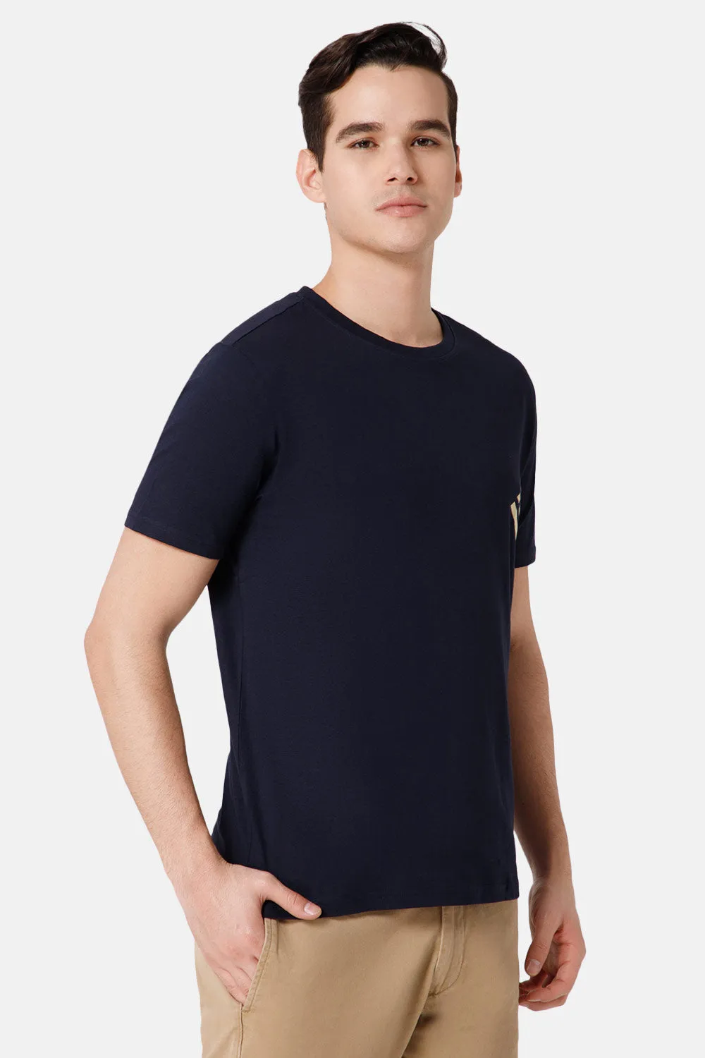 Enhance Printed Crew Neck Men's Casual T-Shirts - Navy - TS25