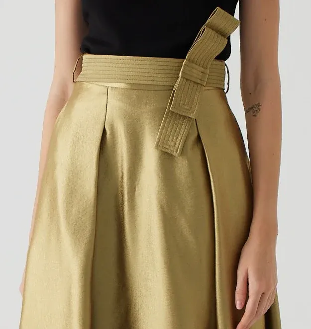 Exquise Arya Gold A-line Midi Skirt