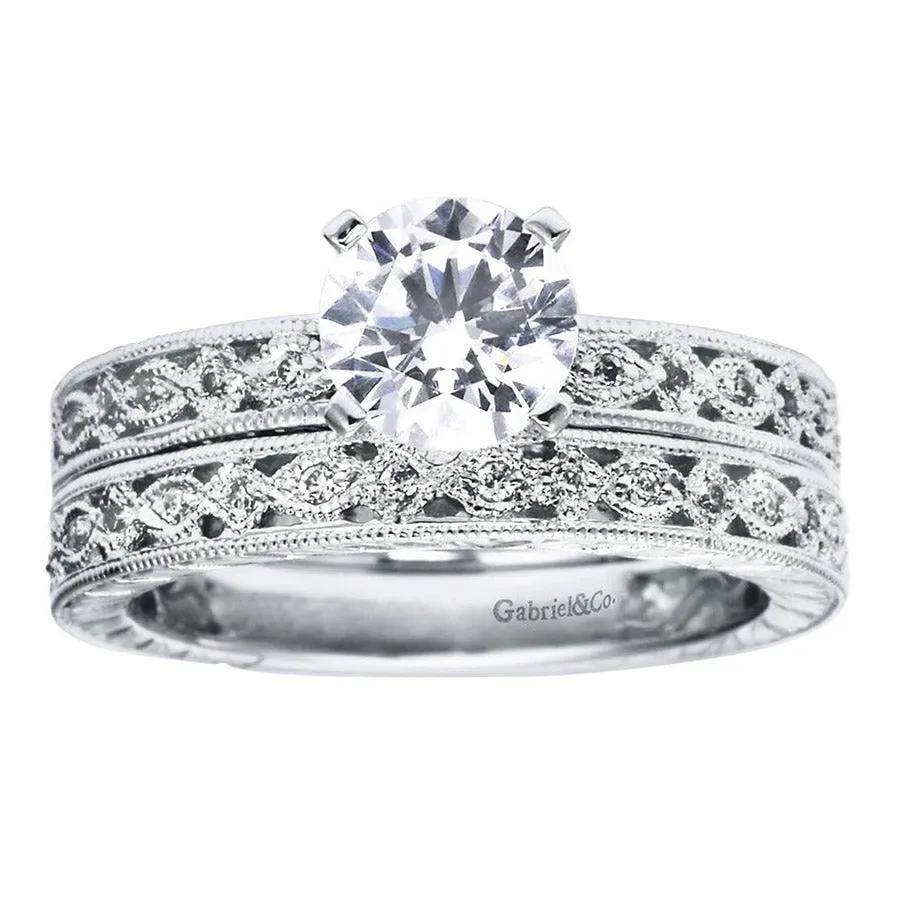 Fancy Tiffany Style Filigree Design Diamond Engagement Mounting