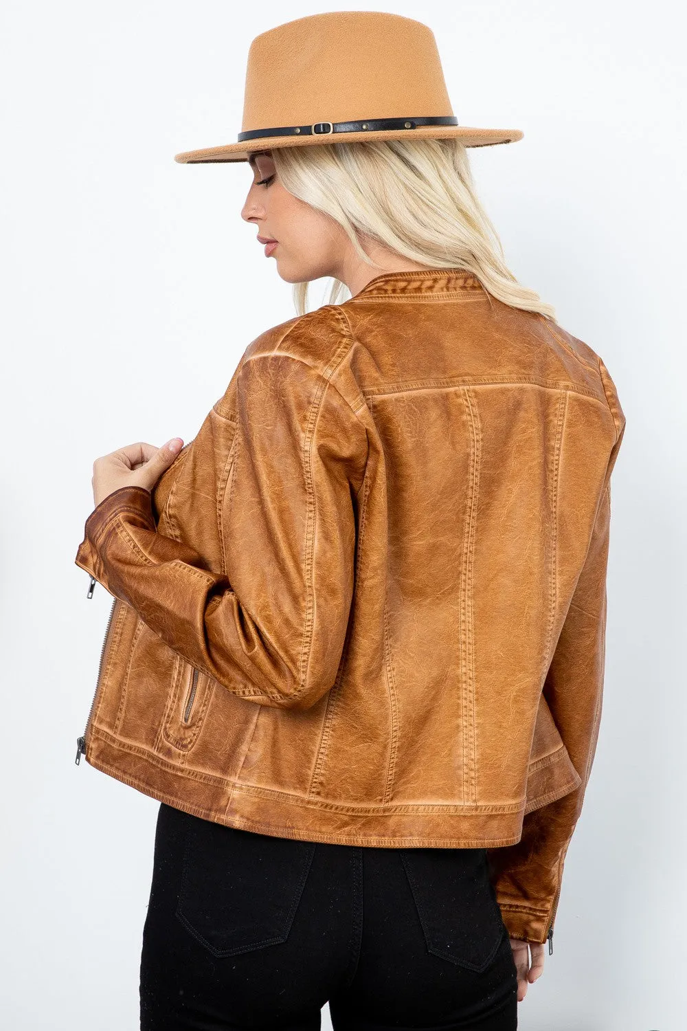 Faux Leather Biker Jacket