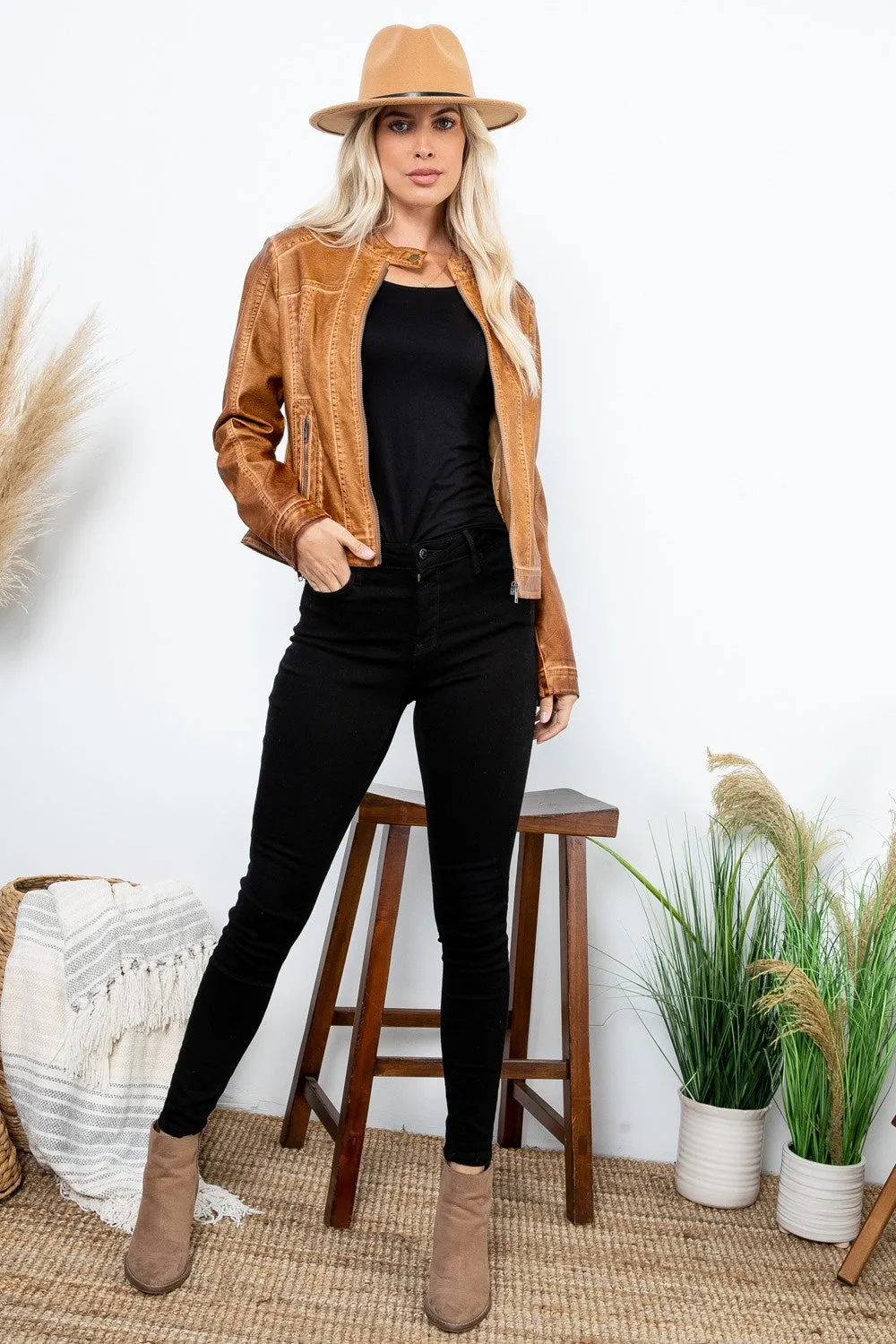 Faux Leather Biker Jacket