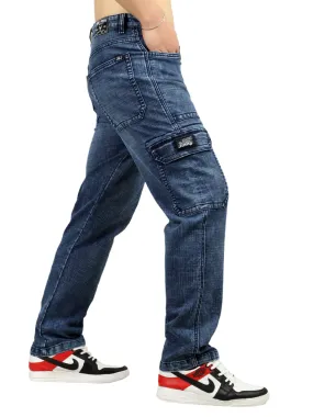 Fighter Blue Baggy Fit Denim Cargo