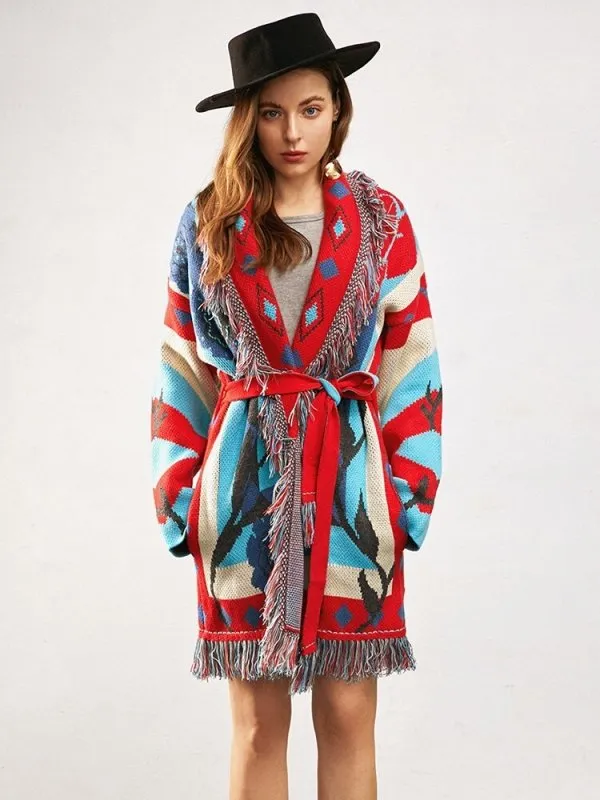 Fuzzy floral sweater cardigan kimono