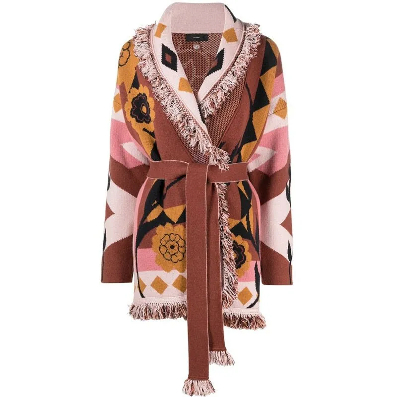Fuzzy floral sweater cardigan kimono