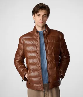 Glenn Distressed Leather Puffer Jacket