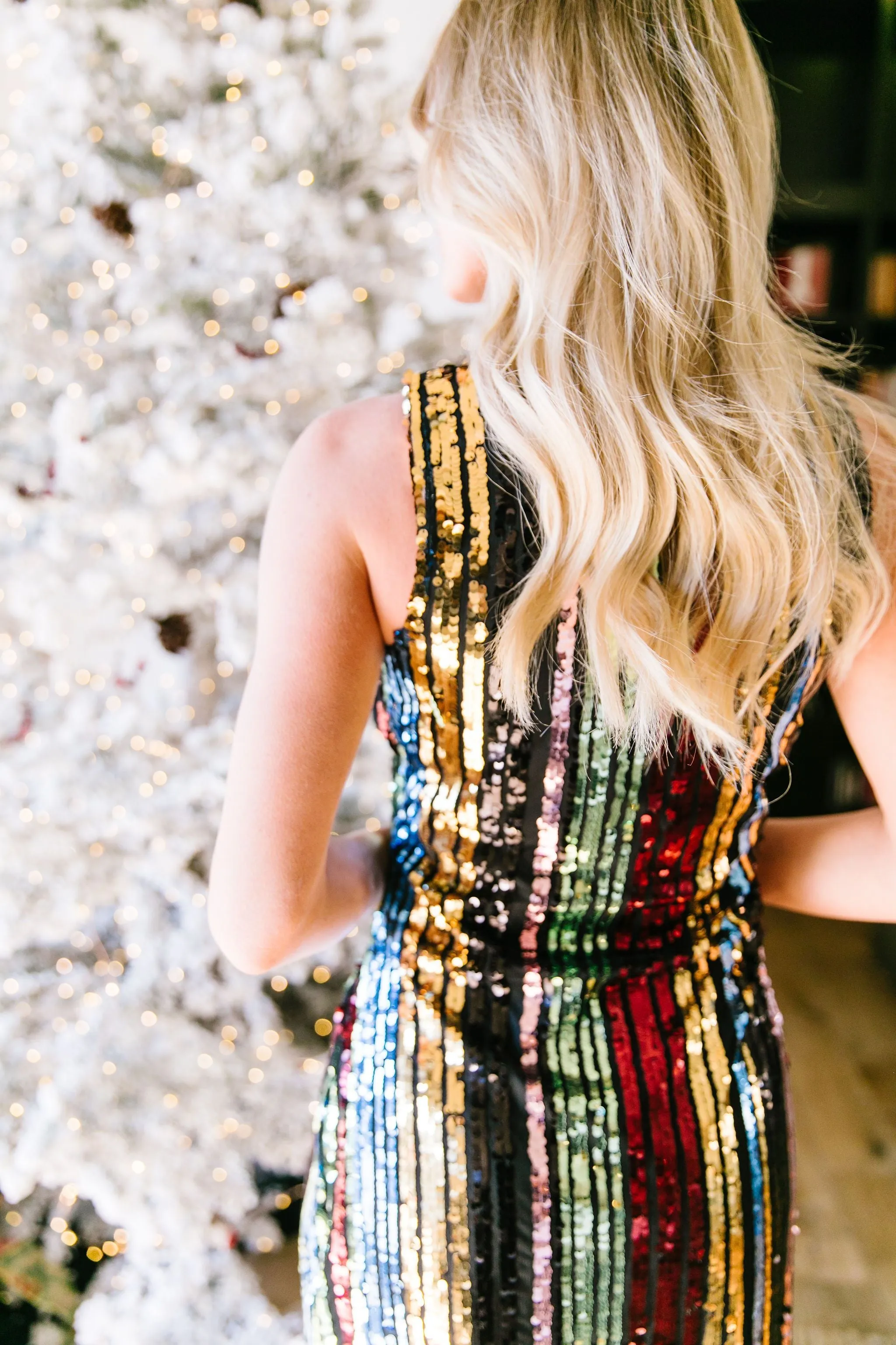 Glittering Resolutions Striped Dress