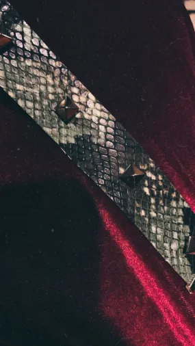 GREEN SNAKESKIN STUDDED LEATHER CHOKER